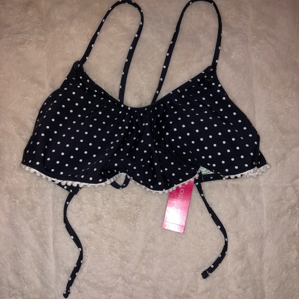 Navy Polka-Dot Bikini Top